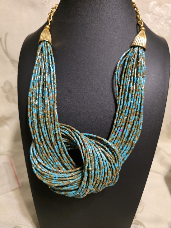 Ashley Cooper Jewelry - #748 Ashley Cooper Turquoise and Olive Multi-Strand Beaded Necklace